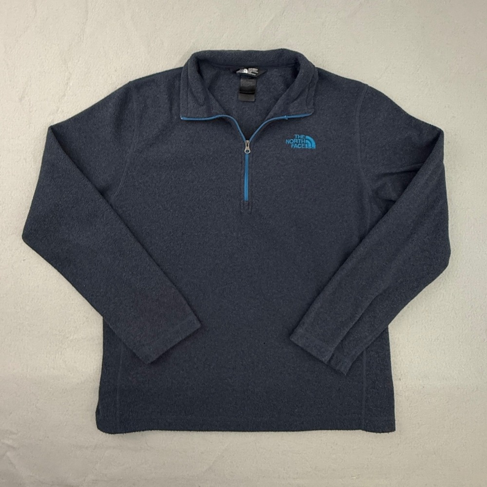 The North Face Fleece Pullover Mens Medium Navy Blue Quarter Zip Outdoor TKA 100